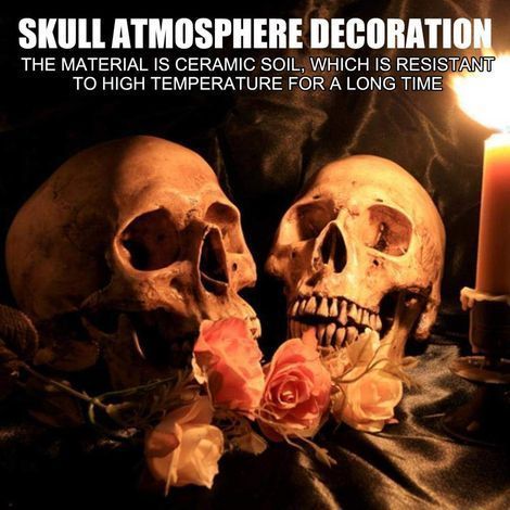 Feuerfester menschlicher Totenkopf aus Keramik für Kamin, Lagerfeuer, Halloween-Dekoration