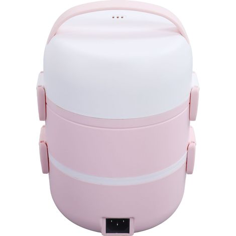 Elektrisch beheizbare Lunchbox mit 3 Fächern, 250 W, ideal zur Aufbewahrung von Bento-Speisen und zum Reiskochen (220 V, rosa). (1/5)