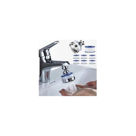 Filtre à eau Robinet,Universel Filtre Anti Calcaire Robinet avec 6 éléments filtrants en coton PP,Tête de Pulvérisateur Rotatif à 360° (1/5)