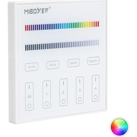 Telecomando RF 220-240V AC da Parete per Regolatore LED RGBW 4 RF Zone T3 MIBOXER Bianco