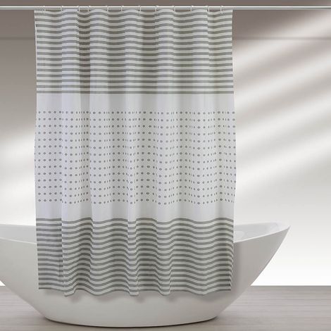Tenda doccia 120x200 cm in  acrilico bianco e beige completa di gancetti (1/3)