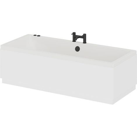 Square 1700mm x 700mm 6 Jet Matt Black V-Tec Double Ended Whirlpool Bath (1/5)