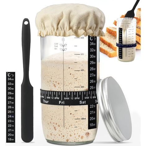 Kit di fermentazione versatile, barattolo in vetro da 730 ml per lievito naturale, utensile da cucina multifunzionale e molto altro. (1/5)