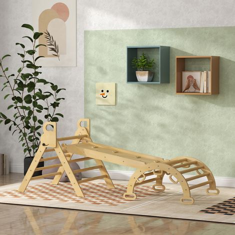 5-in-1 Kletterdreieck für Kinder mit Kletterdreieck, wendbarer Kletterrampe und Wippe