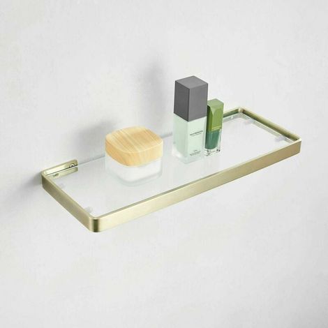 GROOFOO-304 stainless steel bathroom shelf Glass Bathroom Shelf, Matt GoldA35 cm (1/5)