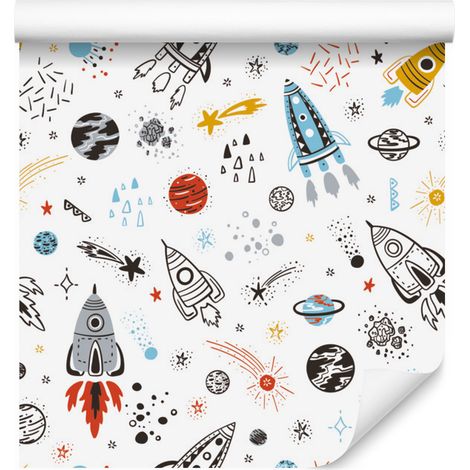Papel pintado de planetas y estrellas para salón y dormitorio, 50x1000 cm. (1/5)