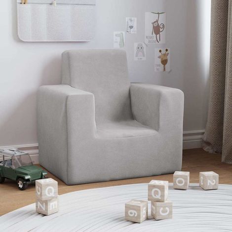 Canapé pour enfants, Fauteuil enfants, Canapé Relax Salon, Canapé droit fixe Gris clair Peluche douce MJU1181 (1/5)