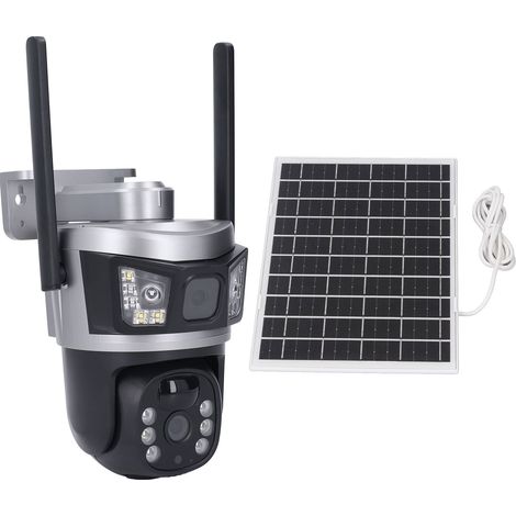 Caméra de sécurité extérieure sans fil avec panneau solaire 7,5 W, caméra PTZ 4 MP avec vue à 360°, suivi de mouvement 4G et réduction du bruit. (1/5)