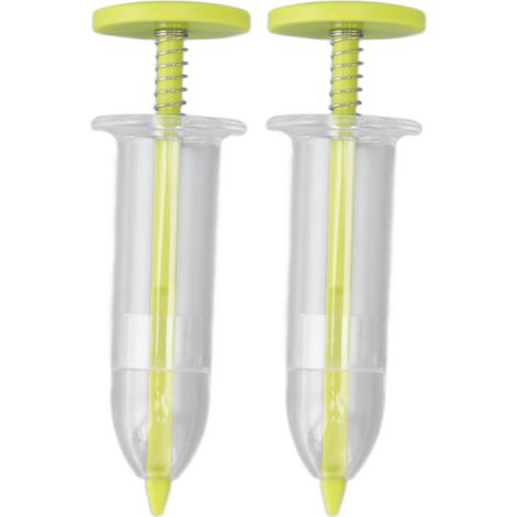 Lot de 2 mini semoirs à graines, distributeur de graines miniature, épandeur de graines réglable et portatif, outil de jardinage jaune (1/5)