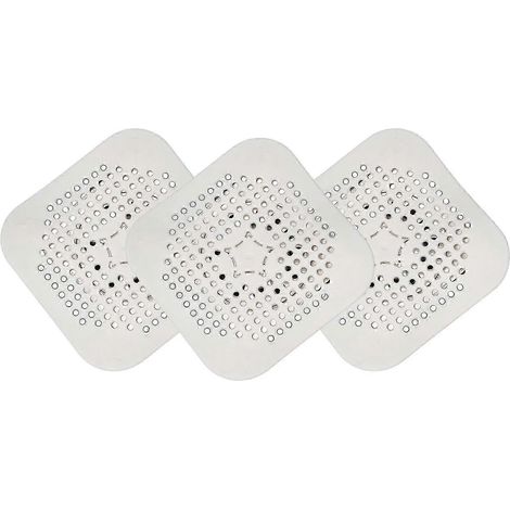Lot de 3 plaques isolantes en silicone pour bonde de lavabo, 14 x 14 cm, pliables, avec protection anti-brûlure et poignée intégrée.-white (1/5)
