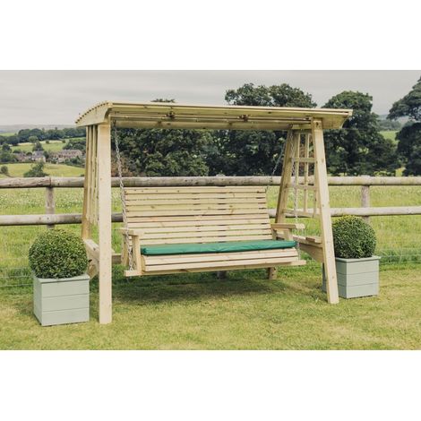 Antoinette Swing - Sits 3, Wooden Garden Swinging Chair Hammock - L125 x W230 x H185 cm - Minimal Assembly Required (1/5)