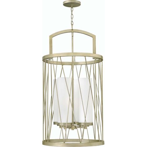 Elstead Nest - Lampadario a sospensione a 4 luci foglia argento, attacco E27
