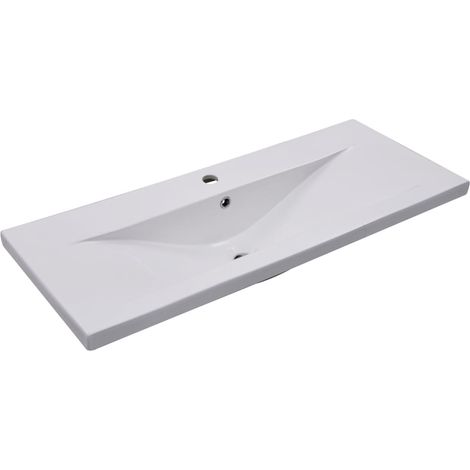 Lavabo de baño empotrado de 101 cm cerámica blanca 020002646