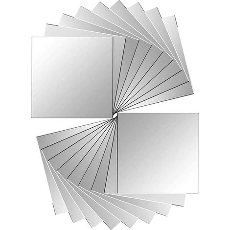 Autocollants miroir, 48 pièces, miroir autocollant, 15 x 15 cm, décoration pour abri animalier, à faire soi-même pour le salon ou la véranda.