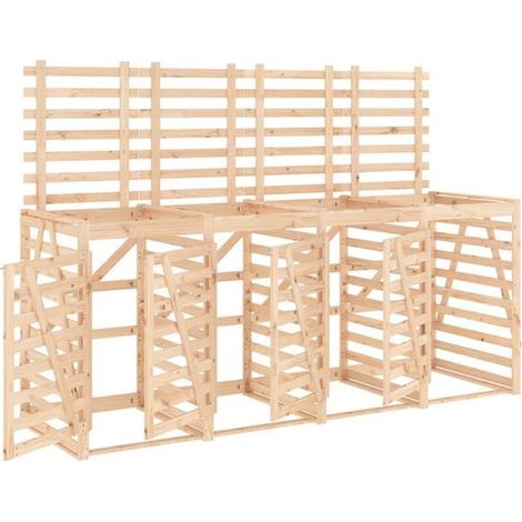 Abri de rangement Ă quatre compartiments sur roues, en bois de pin massif (1/5)