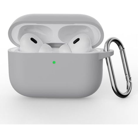 Étui en silicone pour AirPods Pro 3 avec crochet de fixation pour écouteurs Bluetooth intégré - Gris clair (1/4)