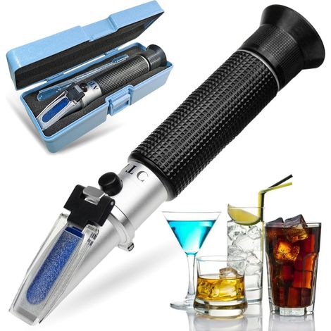 Réfractomètre Alcool Vin Blanc 0-80% avec ATC - Double Échelle et Densimètre Intégré, Compensation Automatique de Température pour Mesure Précise du Taux d'Alcool-lsw (1/5)