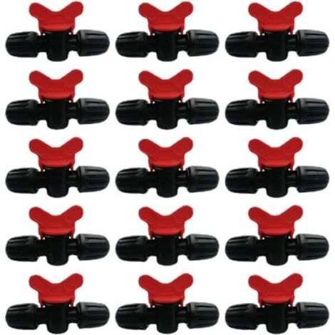 20er-Pack 16-mm-PE-Tropfstoppventile mit Steckverriegelung – schaltet den Wasserfluss ein/aus. (1/4)