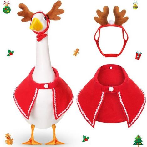 Irovami Costume oie Noël – chapeau renne, cape, décoration jardin extérieur (1/5)