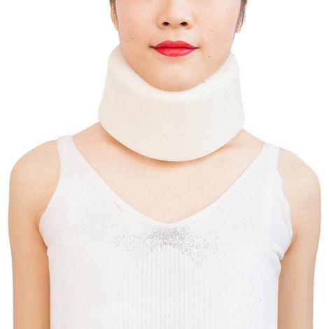 Ceinture cervicale souple pour le sommeil, en mousse composite haute densité, type S, blanche. (1/4)