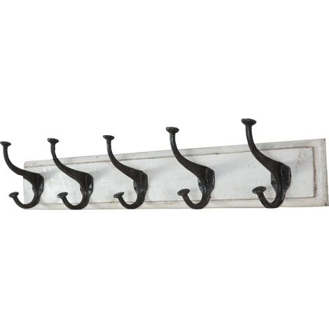 Solid wood and hang forged iron antiqued white finish W76xDP13xH22 cm sized clothes rack