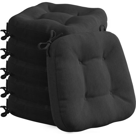 Lot de 6 coussins d'assise 40 x 40 x 8 cm, extra épais, confortables, avec housse imperméable, lavables et antidérapants, en mousse à mémoire de forme, pour chaise, d'extérieur et de jardin (1/5)