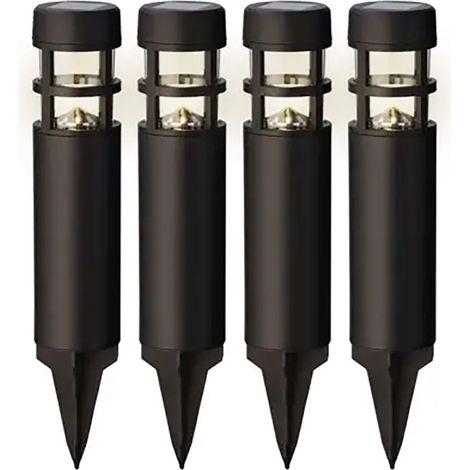 Piquet Solaire Noir Lumineo éclairage De Jardin Solaire Fixe, Set De 4 - Lumineo