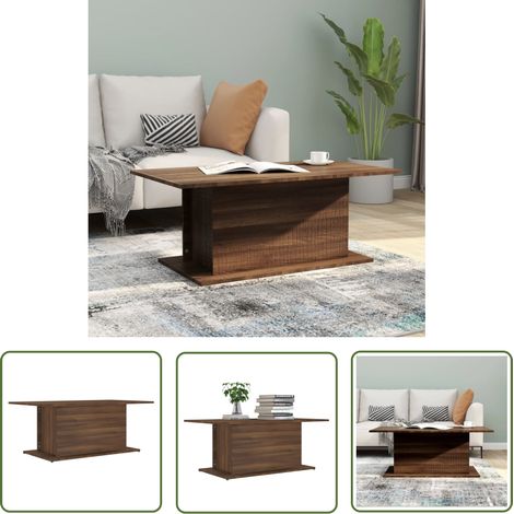 The Living Store Table basse chêne marron 102x55,5x40 cm bois d'ingénierie - Table Basse - Meuble Salon - Table D'appoint - Table Ronde - Bois D'ingénierie (1/5)