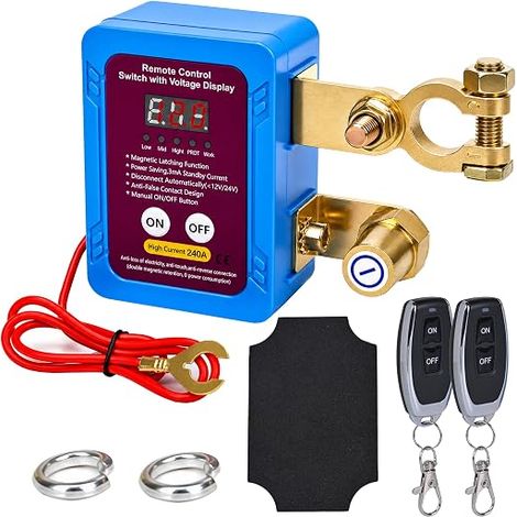 Circuit Breaker Battery 12V 240A Coupe Vircuit Disconnector Circuit Breaker Automatic Stop Switch for Car Tractor Motorcycle Boat Truck with Wireless 100m Distance LED Display (1/5)