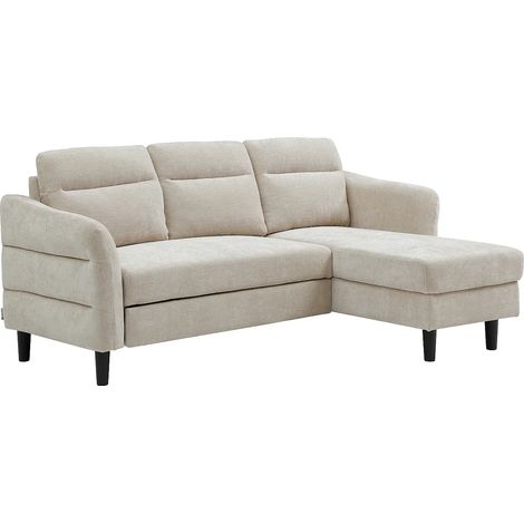 Divano letto angolare reversibile in tessuto testurizzato beige - VANERSI (1/5)