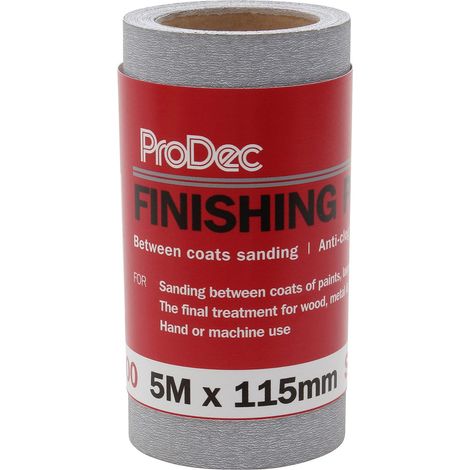 ProDec Rotolo di carta abrasiva da 5 m, grana 400, per levigatura tra strati e levigatrici automobilistiche, larghezza 115 mm, compatibile con levigatrici e levigatrici a mano (1/2)