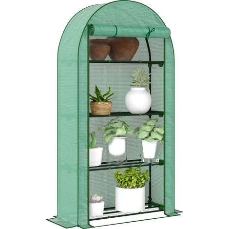 Serre de jardin serre de balcon avec étagères à 4 niveaux, bâche en PE pour légumes, plantes,105 x 45 x 160 cm, vert