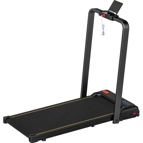 Tapis de marche 2 en 1, tapis de course pliable Inclinaison de 4%, 6 KM/H, moteur 2,0 HP, télécommande 109x48x100cm noir (1/5)