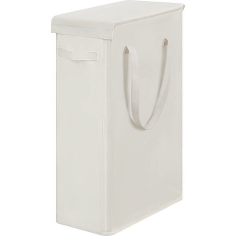 Panier à linge fin avec couvercle - 60 l - Grand panier à linge fin respirant et pliable - Grand panier de rangement pour vêtements, chambre à coucher (beige)