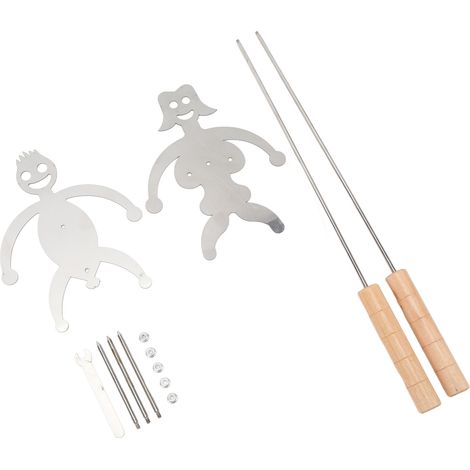 Brochettes à rôtir homme et femme en acier inoxydable, faciles à prendre en main, réutilisables et amusantes, idéales pour un barbecue entre amis ou en famille. Parfaites pour les fêtes et les dîners (1/5)