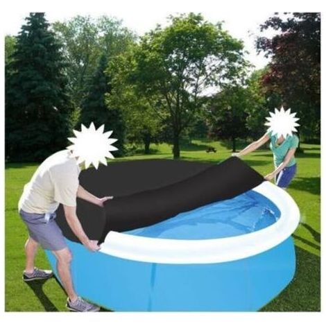 Runder, verzinkter Stahlpool – 183 cm Durchmesser, 48 cm hoch, mit Staub- und Laubschutzabdeckung, aus dickem und robustem, verstärktem Material, einfache Montage, schwarz (1/5)