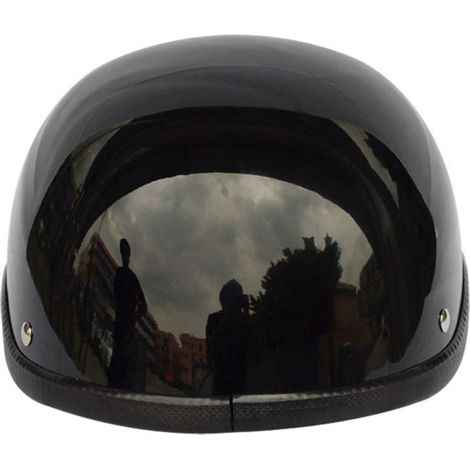 Demi-casque de moto style rétro, en ABS et coton, noir brillant, pour motards (taille unique), lavable. (1/5)
