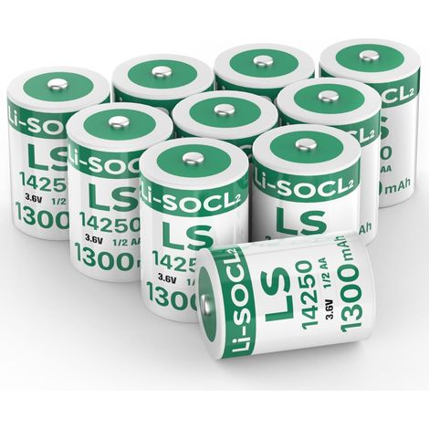Lot de 10 Piles LS14250 3,6 V 1/2 AA Lithium 1300mAh ER14250 Batterie de Rechange (Non-Rechargeable) (1/5)
