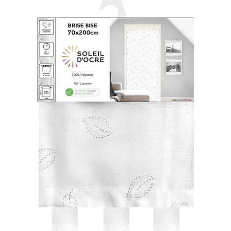Voile Porte fenêtre, Polyester, Blanc, 70x200 cm (1/2)