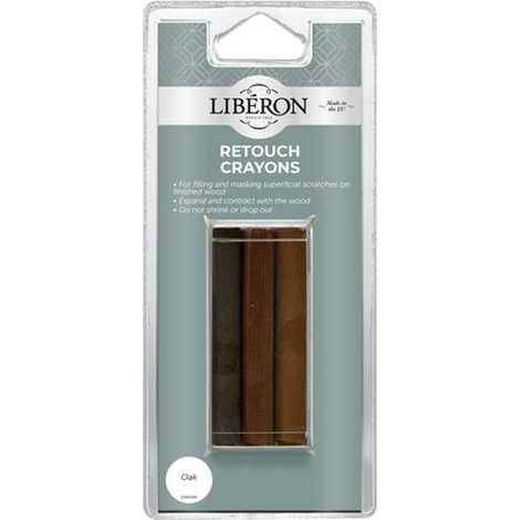 Liberon Retouch Crayons Set in Oak (3-Pack) for Furniture and Wood Finishing