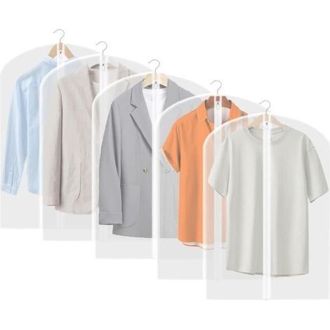 Garment Covers - Unspecified - 5 Transparent Covers - Moisture Resistant - With Zipper (1/4)
