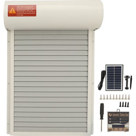 Porte poulailler automatique solaire – Avec minuterie – Compatible poules, canards, oies – Matériaux tôle de fer et plastique – Installation facile (1/5)