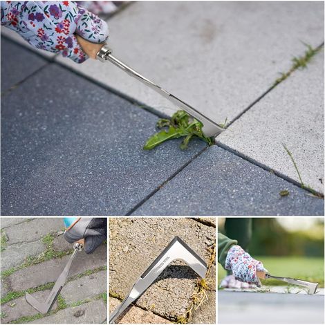 2-teiliges manuelles Unkrautjät-Set, Unkrautstecher aus Edelstahl, Gartengabel, Wurzelentferner, mit ergonomischem Griff aus Naturholz, zum Jäten und Graben im Garten