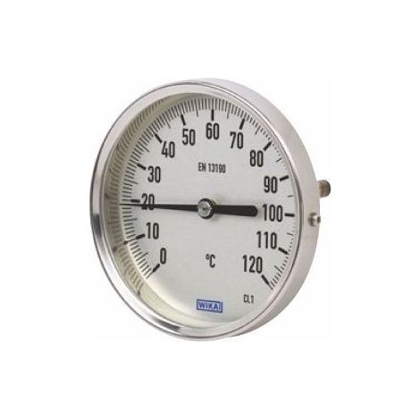 Buderus Bimetallthermometer Typ A52.100 Edelstahl, d. 100mm, Tauchrohr 200mm, 0 bis 120 Grad