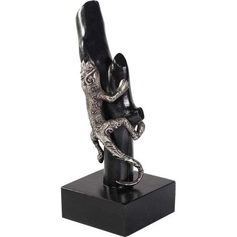 Figura de lagarto de madera y aluminio con soporte 13x17.5x32.5 (1/4)