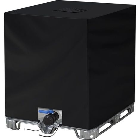 IBC Water Tank Cover, Dustproof, UV-Resistant, 210D Protective Cover, Tarpaulin, Suitable for 1000L IBC Tanks (120 x 100 x 116 cm, Black) (1/5)