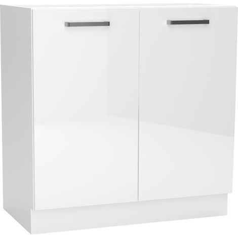 Pegane – Meuble bas de cuisine 2 portes blanc – Dimensions 80x44,6x82 cm – Panneaux de particules mélaminés 16mm – Fabrication Union européenne (1/5)