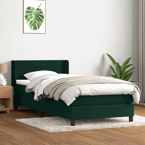 Boxspringbett mit Matratze Dunkelgrün 80x220 cm Samt