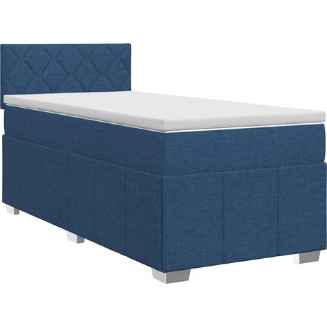 Maison Exclusive - Lit boxspring avec matelas Bleu 90 x 200 cm Tissu (1/5)