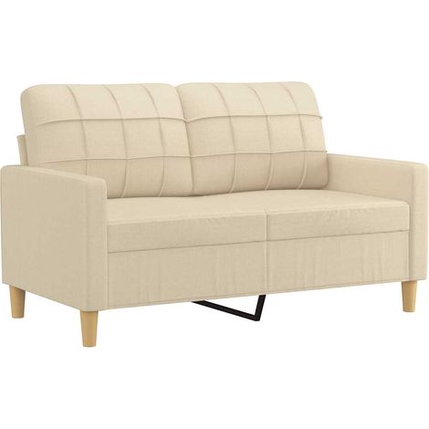 Canapé  Sofa à 2 places Crème 120 cm Tissu (1/5)